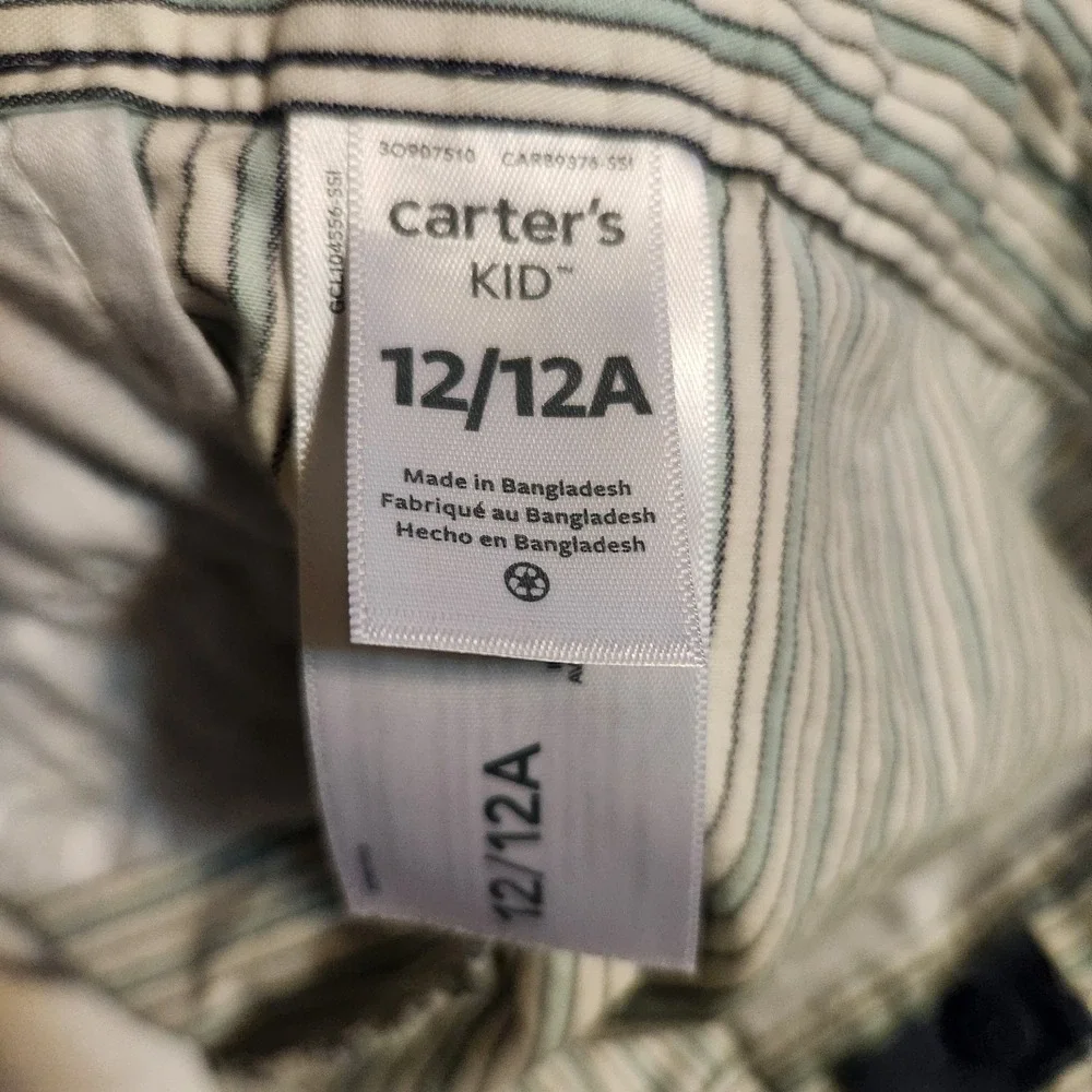 Girls Carters Kid 12/12A Shorts With Adjustable‎ Side Straps Blue White Cotton